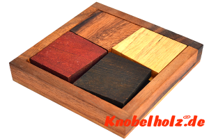 Terassen Puzzle Box Holz Knobelspiel in Holzbox mit den Maßen 12,0 x 12,0 x 3,0 cm samanea wooden brain teaser 
