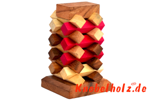 Tower Hormon Puzzle aus Holz, Denkspiel, IQ Game, Knobelholz miz´t Maßen 8,0 x 8,0 x 13,5 cm, monkey pod puzzle