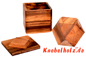 2 Pyramiden in Box Holzpuzzle tricky mit 4 Teilen Wooden IQ Puzzle, Geduld Puzzle, Denkspiel in den Maßen 6,6 x 6,6 x 6,6 cm, samanea brain teaser