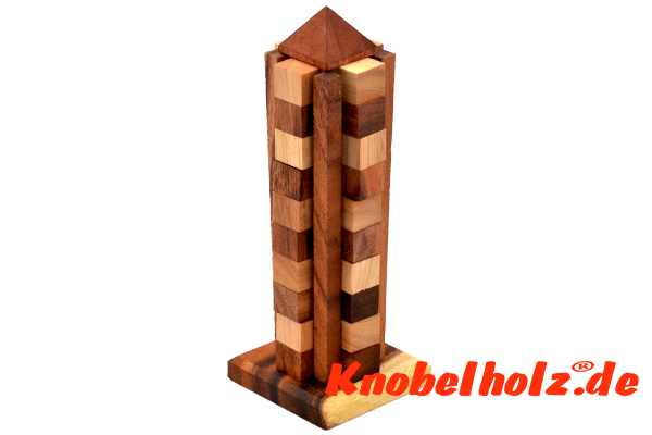 Sky Tower Holzpuzzle 3D Tetris Puzzle mit Tetris Holzteilen, IQ Puzzle, Geduld Puzzle, Denkspiel in den Maßen 8,0 x 8,0 x 24,5 cm, monkey pod teaser